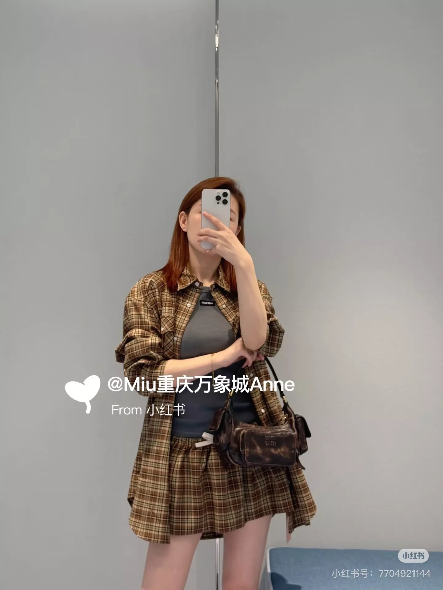 미우미우 체크 울혼방 롱라인 포켓 긴소매 셔츠 상세 이미지 15