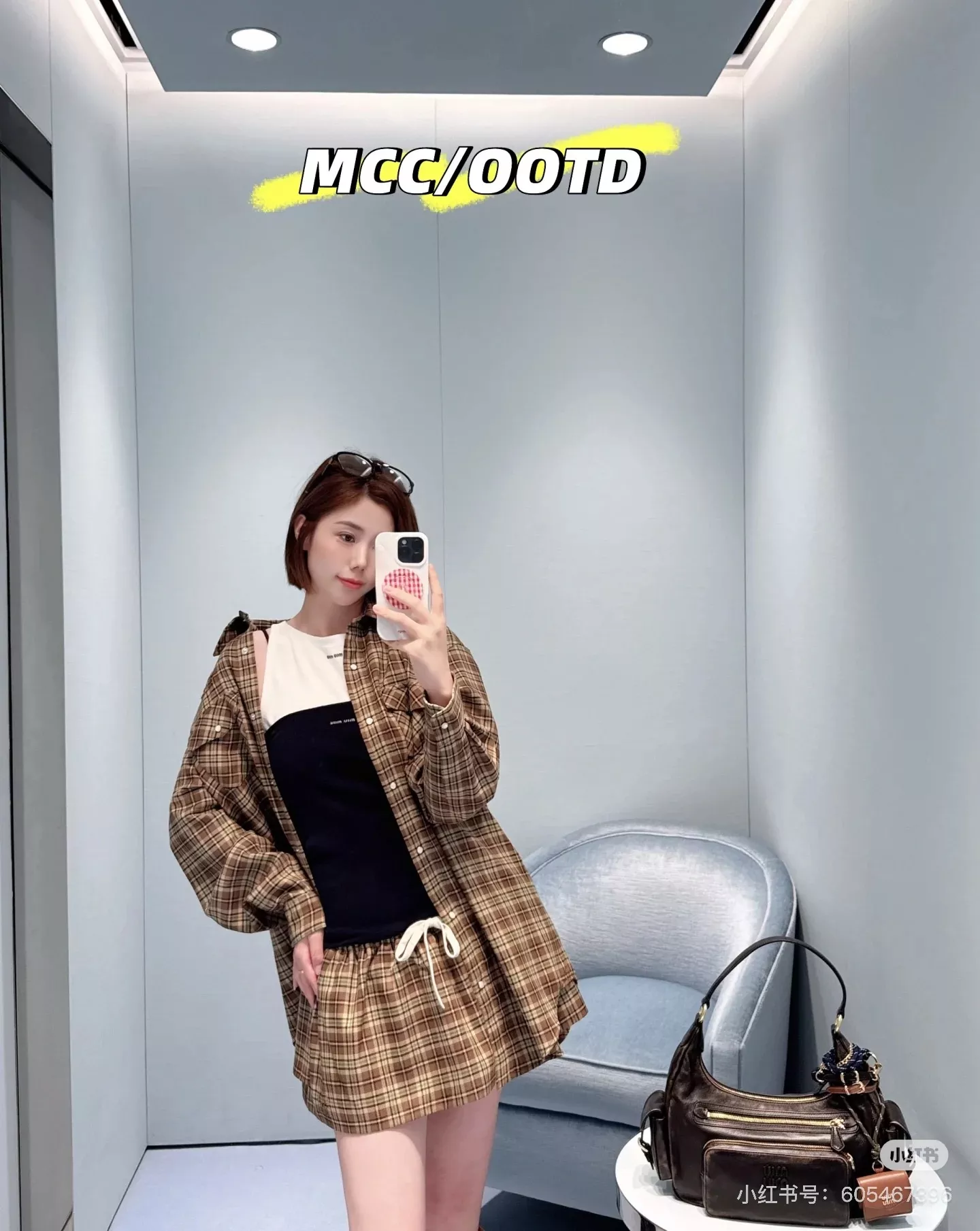 미우미우 체크 울 블렌드 플리츠 미니 스커트 상세 이미지 25