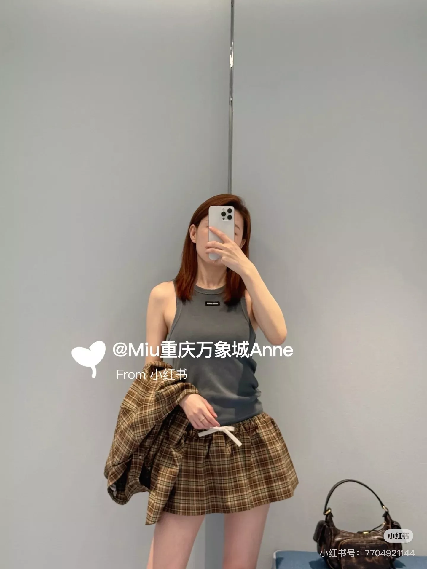 미우미우 체크 울 블렌드 플리츠 미니 스커트 상세 이미지 20