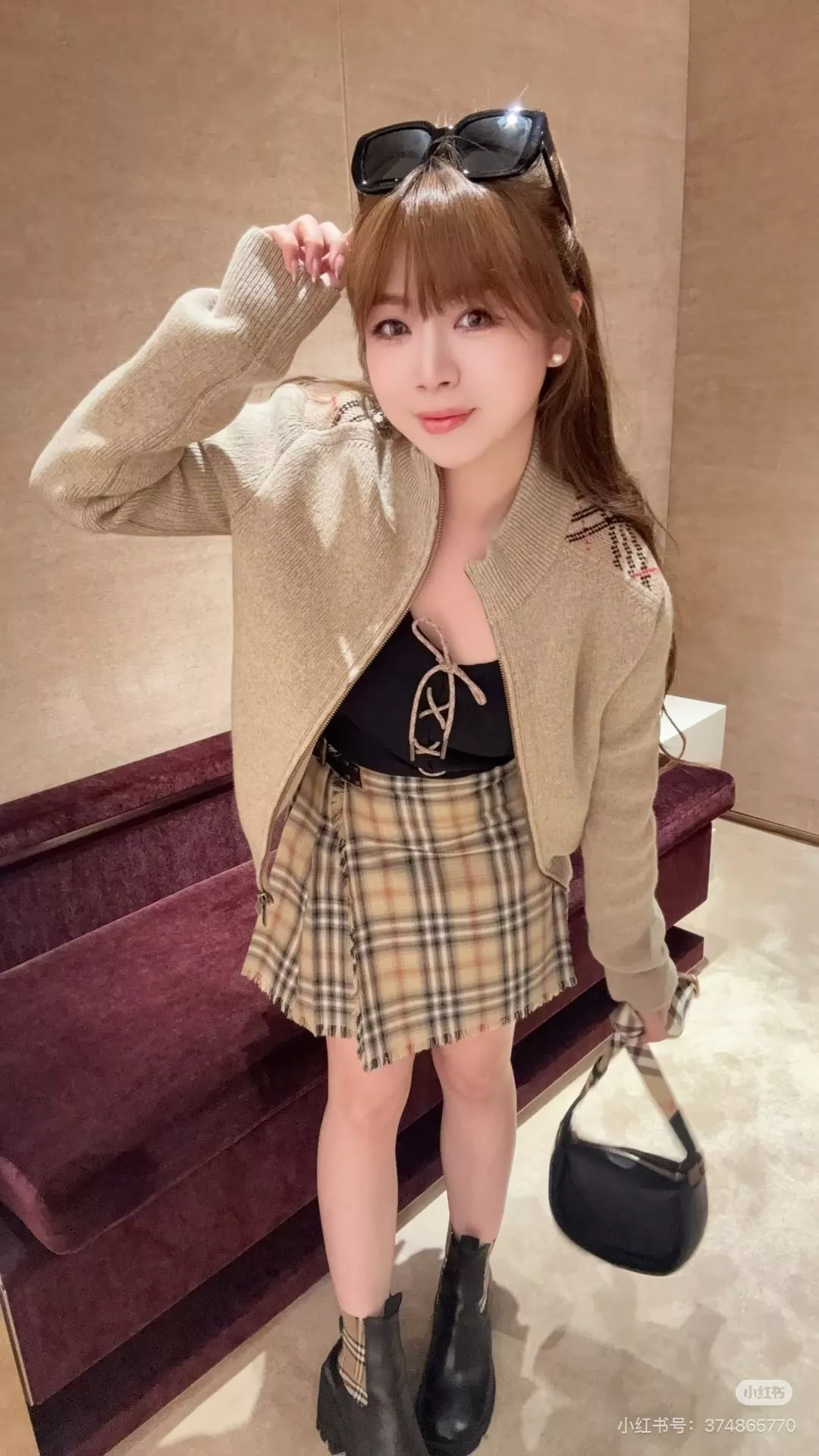 버버리 잉글랜드 체크 랩 플리츠 미니 스커트 상세 이미지 15