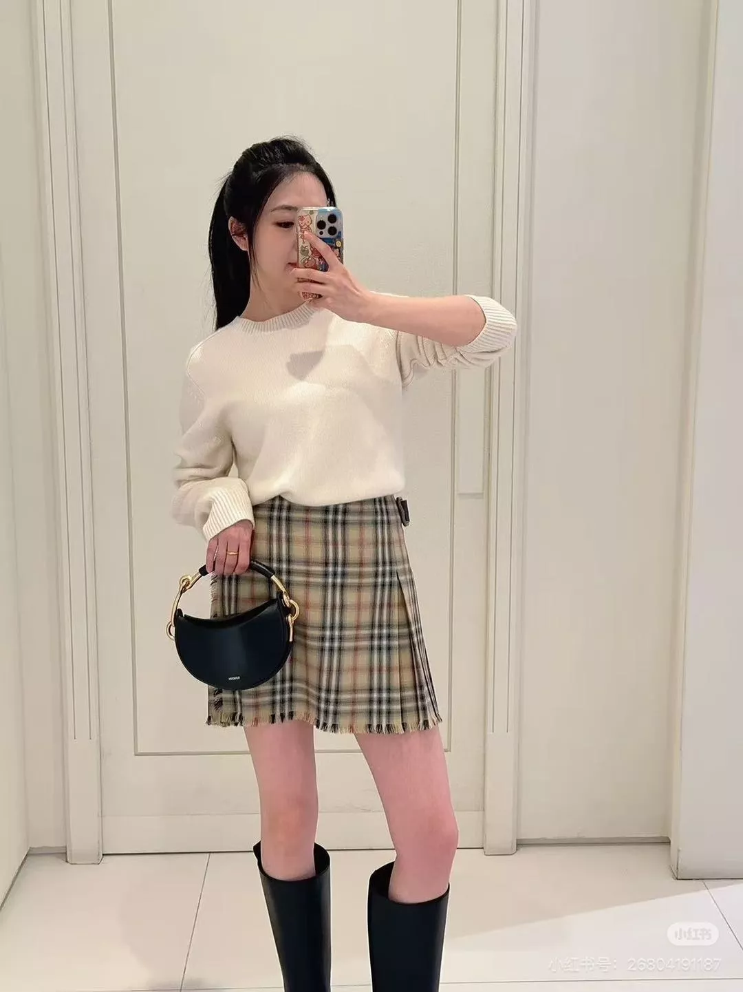 버버리 잉글랜드 체크 랩 플리츠 미니 스커트 상세 이미지 19