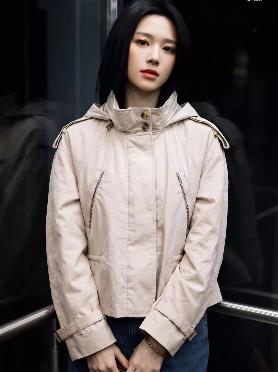 버버리 체크 포인트 후드 스트링 쇼트 재킷 상세 이미지 30