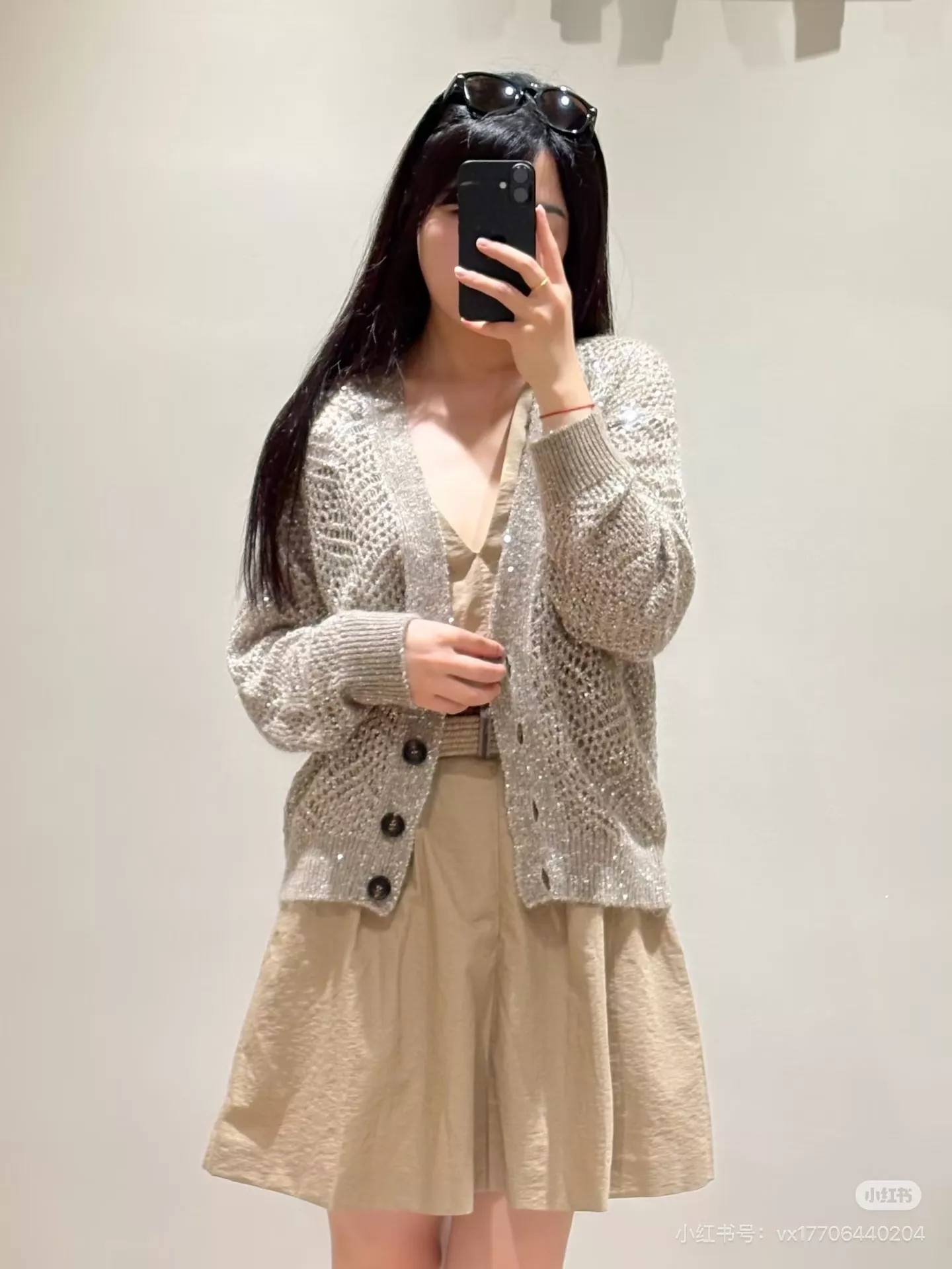 브루넬로쿠치넬리 펀칭 텍스처 캐시미어 블렌드 긴소매 가디건 상세 이미지 21