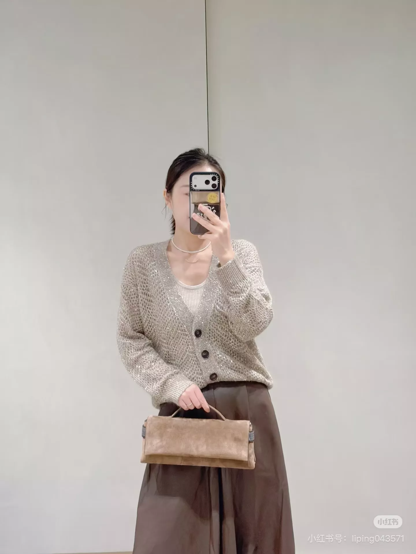 브루넬로쿠치넬리 펀칭 텍스처 캐시미어 블렌드 긴소매 가디건 상세 이미지 15