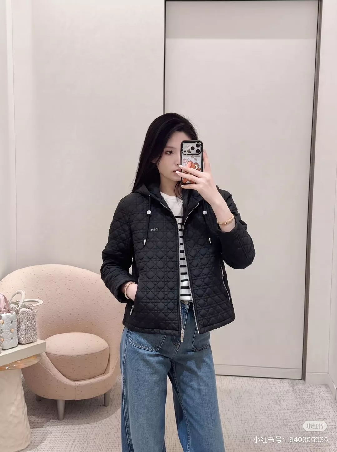 디올 다이아 퀼팅 후드 패딩 재킷 상세 이미지 10