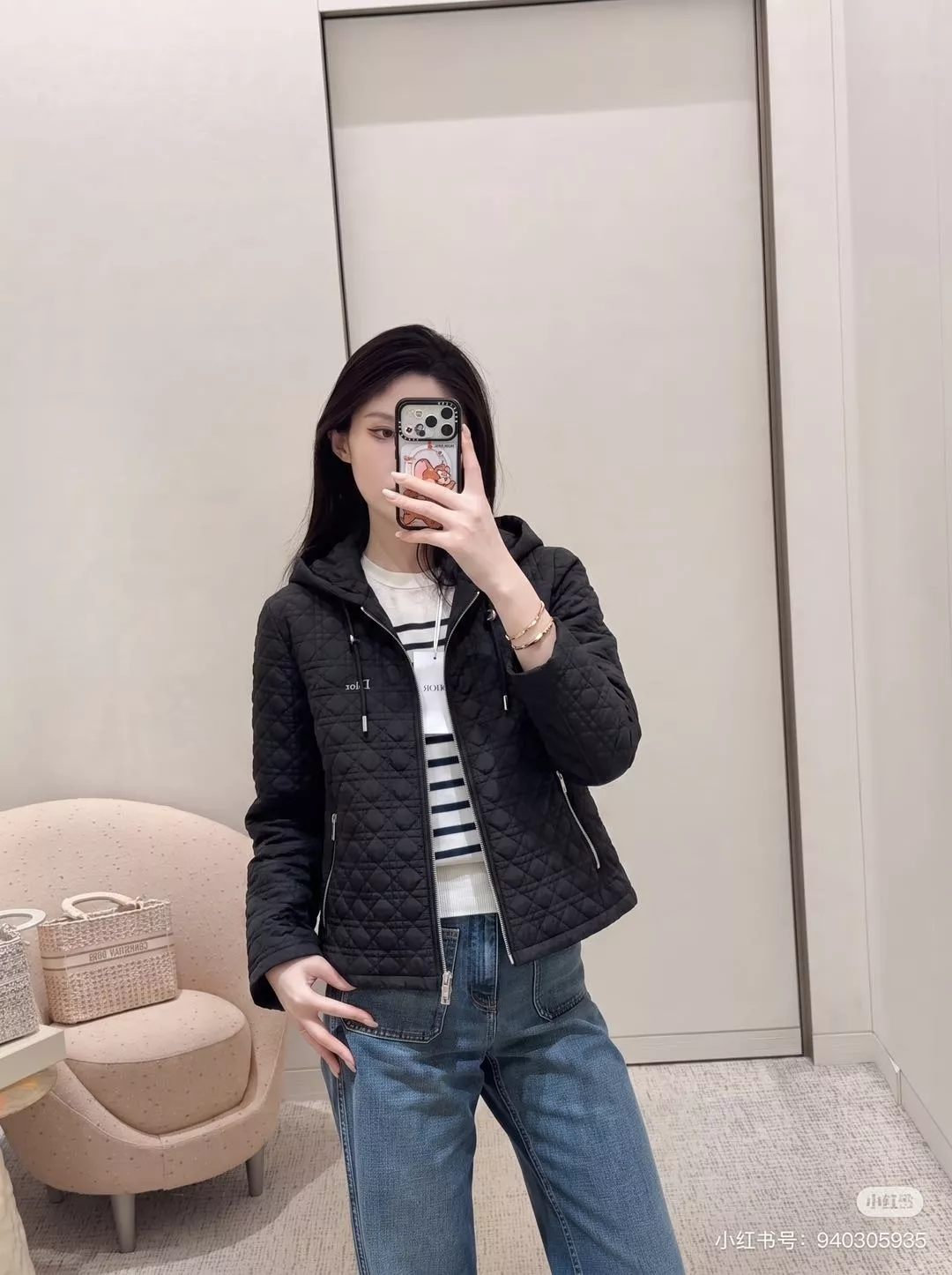 디올 다이아 퀼팅 후드 패딩 재킷 상세 이미지 15