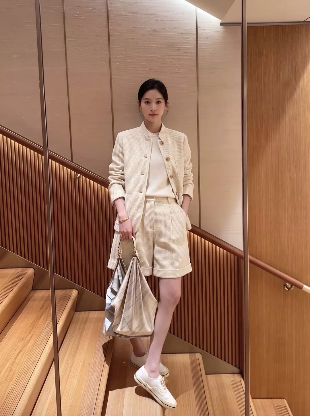 로로피아나 와플 텍스처 스탠드카라 버튼 재킷 상세 이미지 26