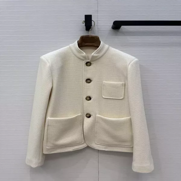 로로피아나 와플 텍스처 스탠드카라 버튼 재킷