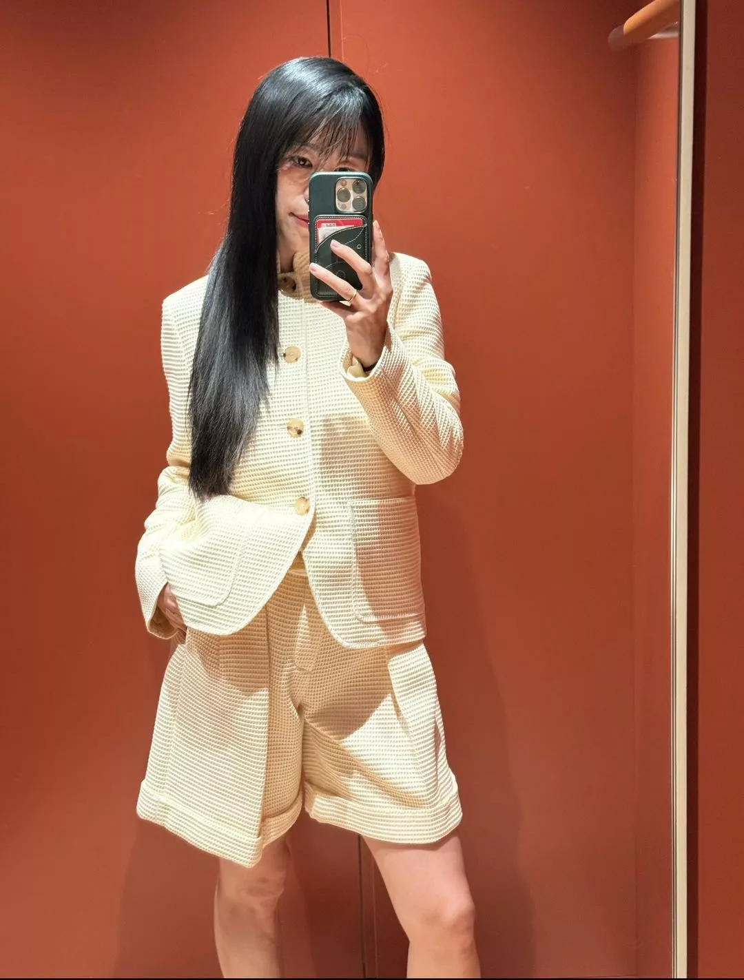로로피아나 와플 텍스처 중고허리 롤업 하프 팬츠 상세 이미지 15
