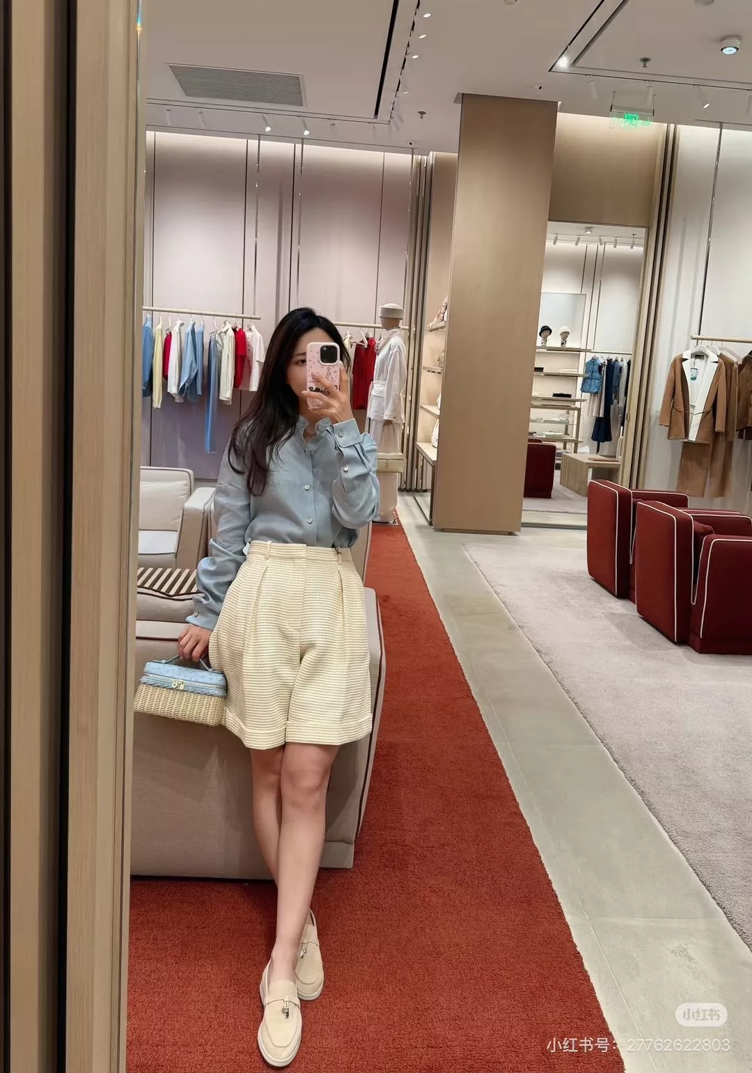 로로피아나 와플 텍스처 중고허리 롤업 하프 팬츠 상세 이미지 11