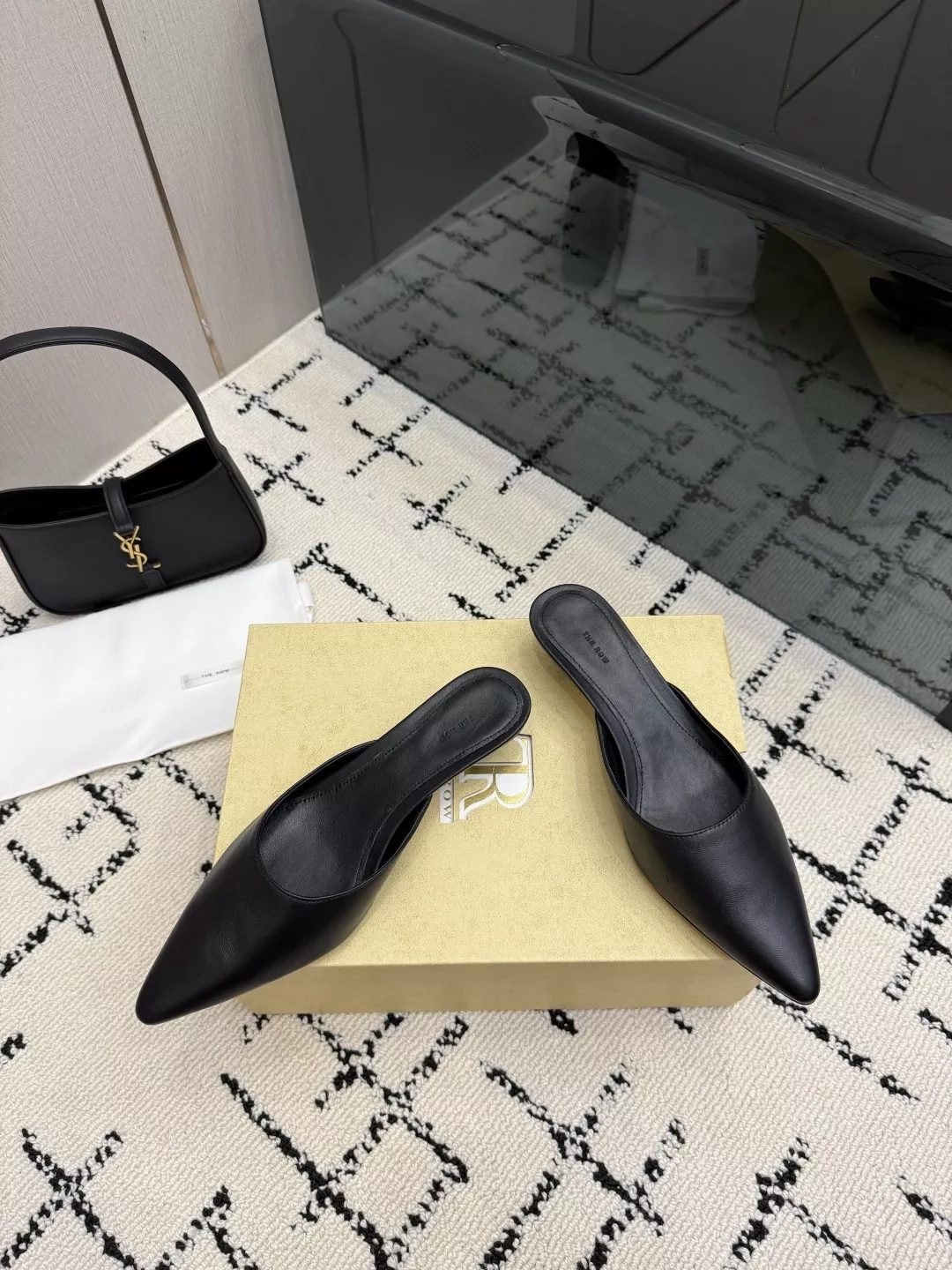 더로우 프렌치 빈티지 스퀘어토 미니멀 펌프스 뮬 상세 이미지 3