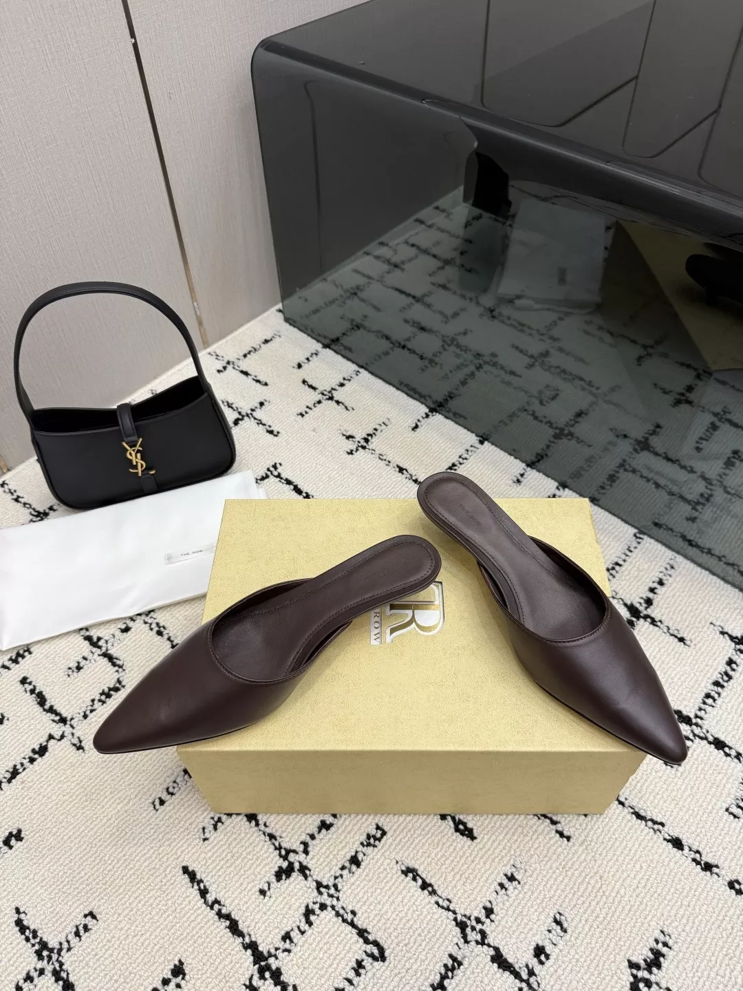 더로우 프렌치 빈티지 스퀘어토 리얼레더 펌프스 뮬 상세 이미지 3