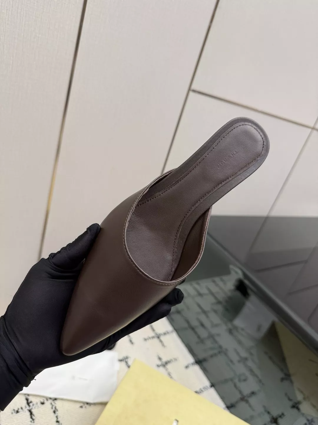 더로우 프렌치 빈티지 스퀘어토 리얼레더 펌프스 뮬 상세 이미지 8