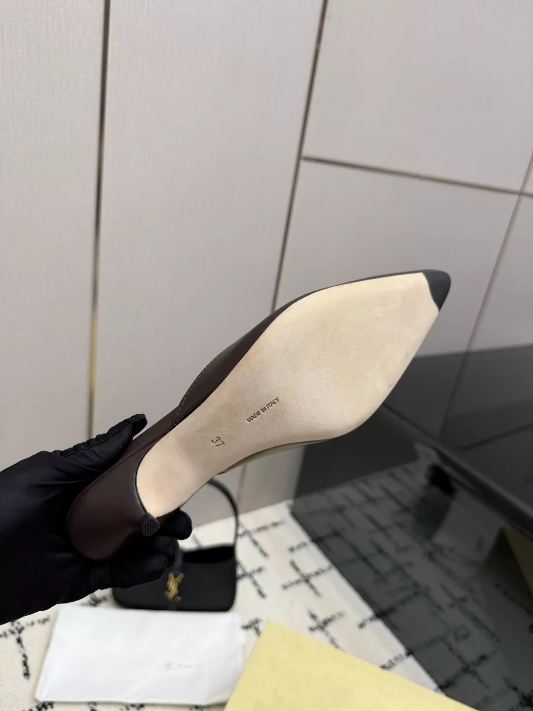 더로우 프렌치 빈티지 스퀘어토 리얼레더 펌프스 뮬 상세 이미지 9