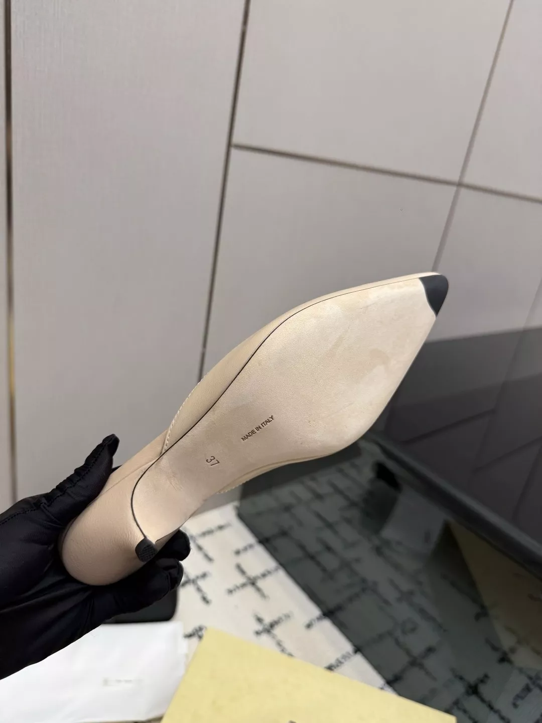 더로우 프렌치 빈티지 스퀘어토 미니멀 펌프스 뮬 상세 이미지 9