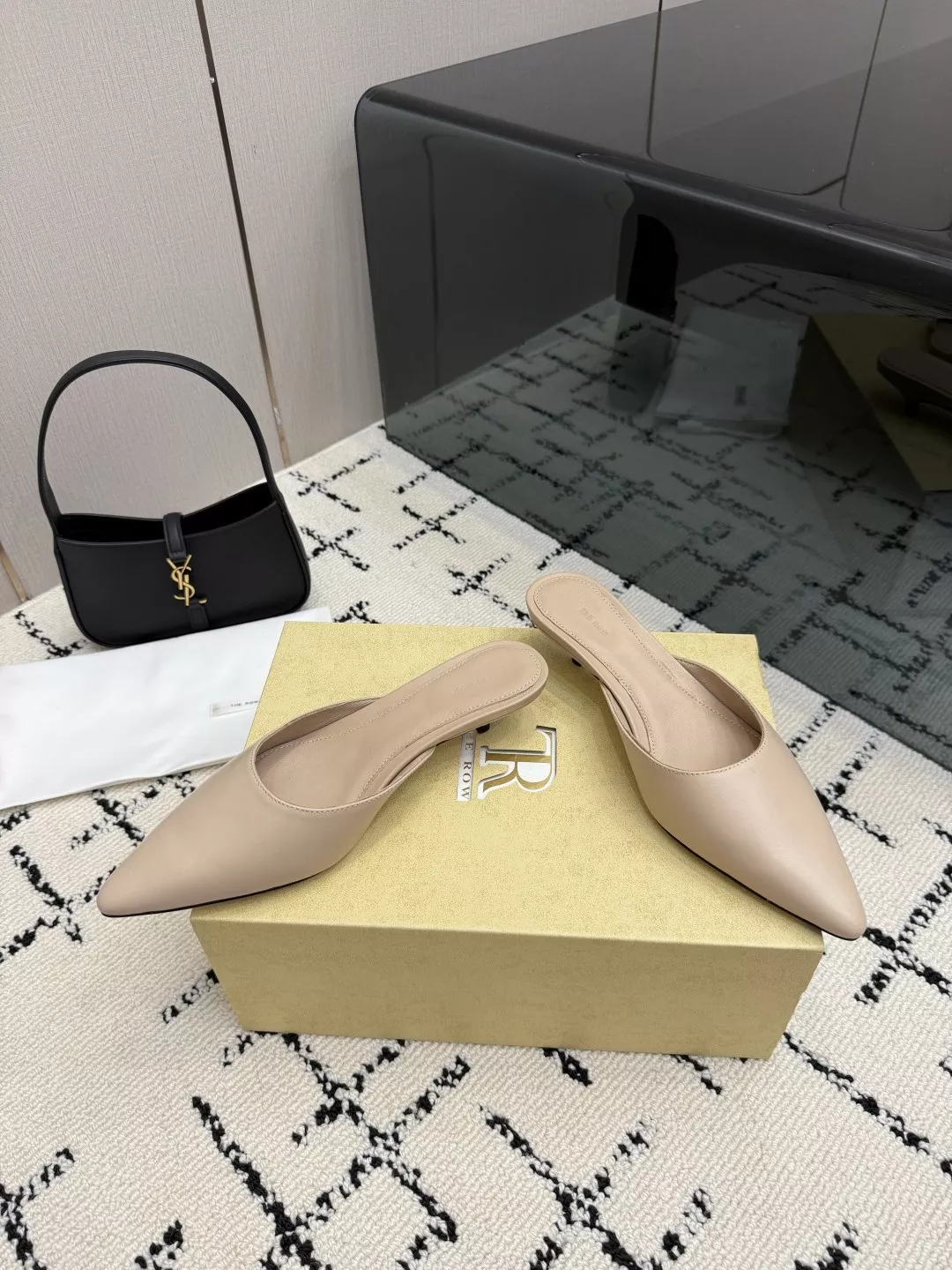 더로우 프렌치 빈티지 스퀘어토 미니멀 펌프스 뮬 상세 이미지 3