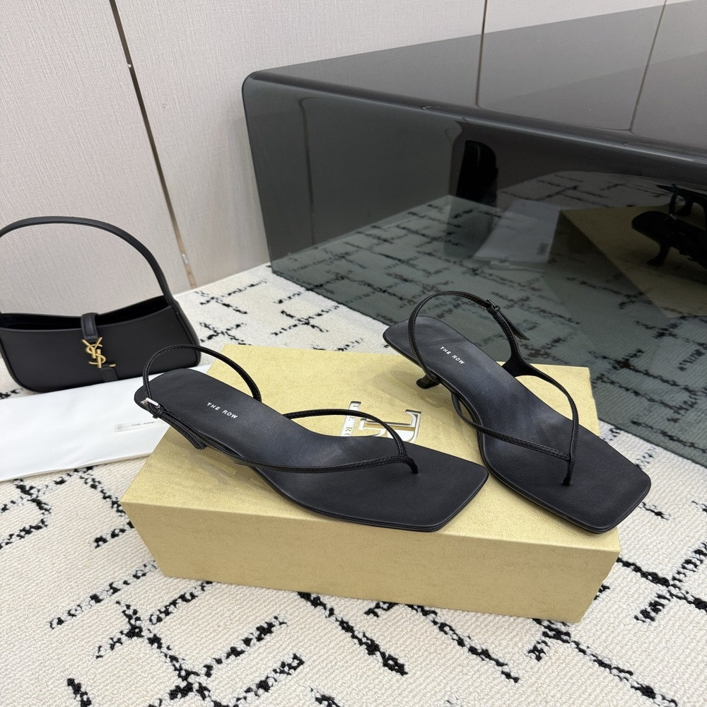 더로우 프렌치 빈티지 스퀘어토 미니멀 힐 샌들
