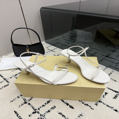 더로우 프렌치 빈티지 스퀘어토 가죽 힐 샌들
