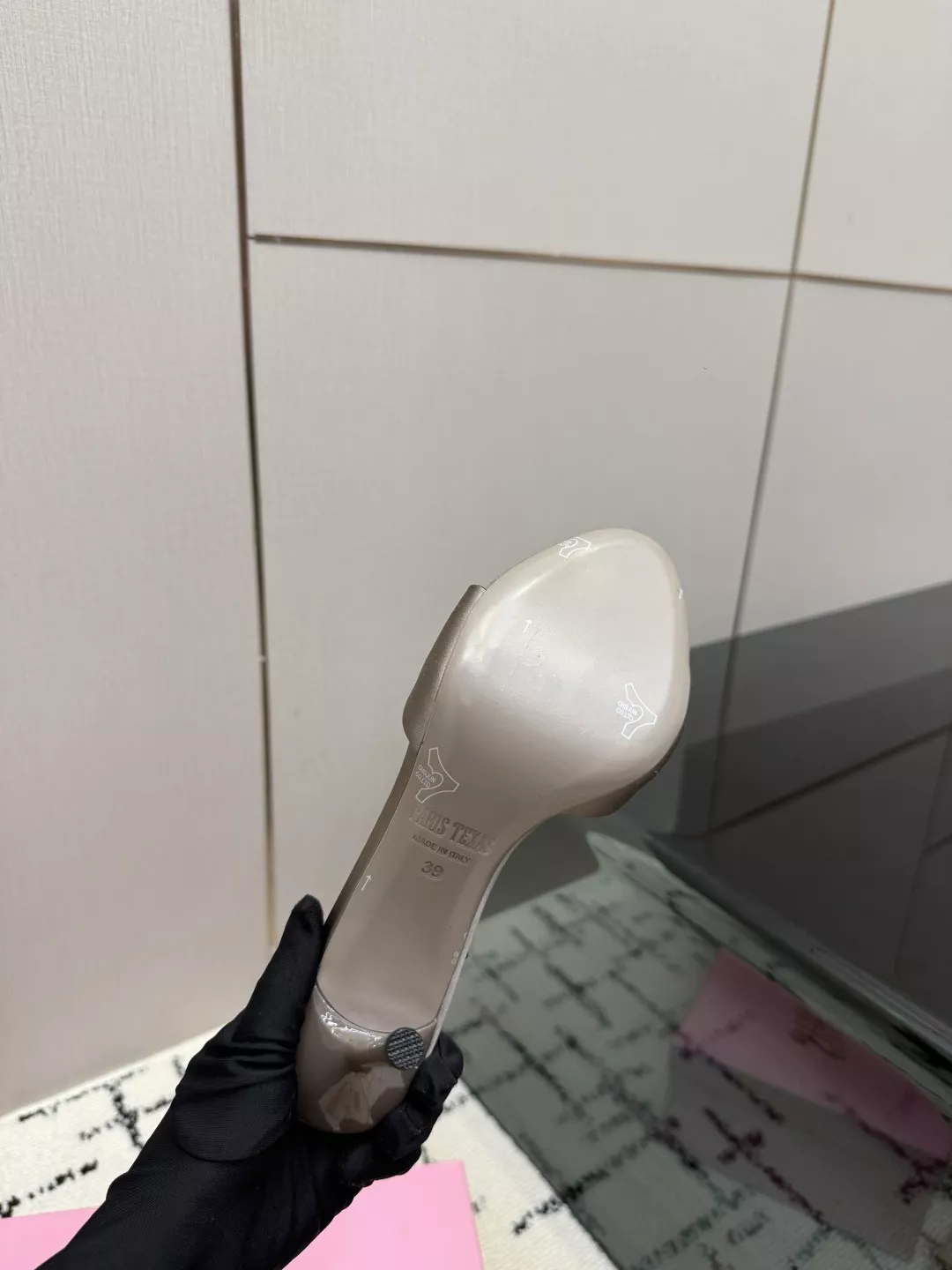 파리스텍사스 에나멜 양가죽 인솔 뮬 하이힐 상세 이미지 9