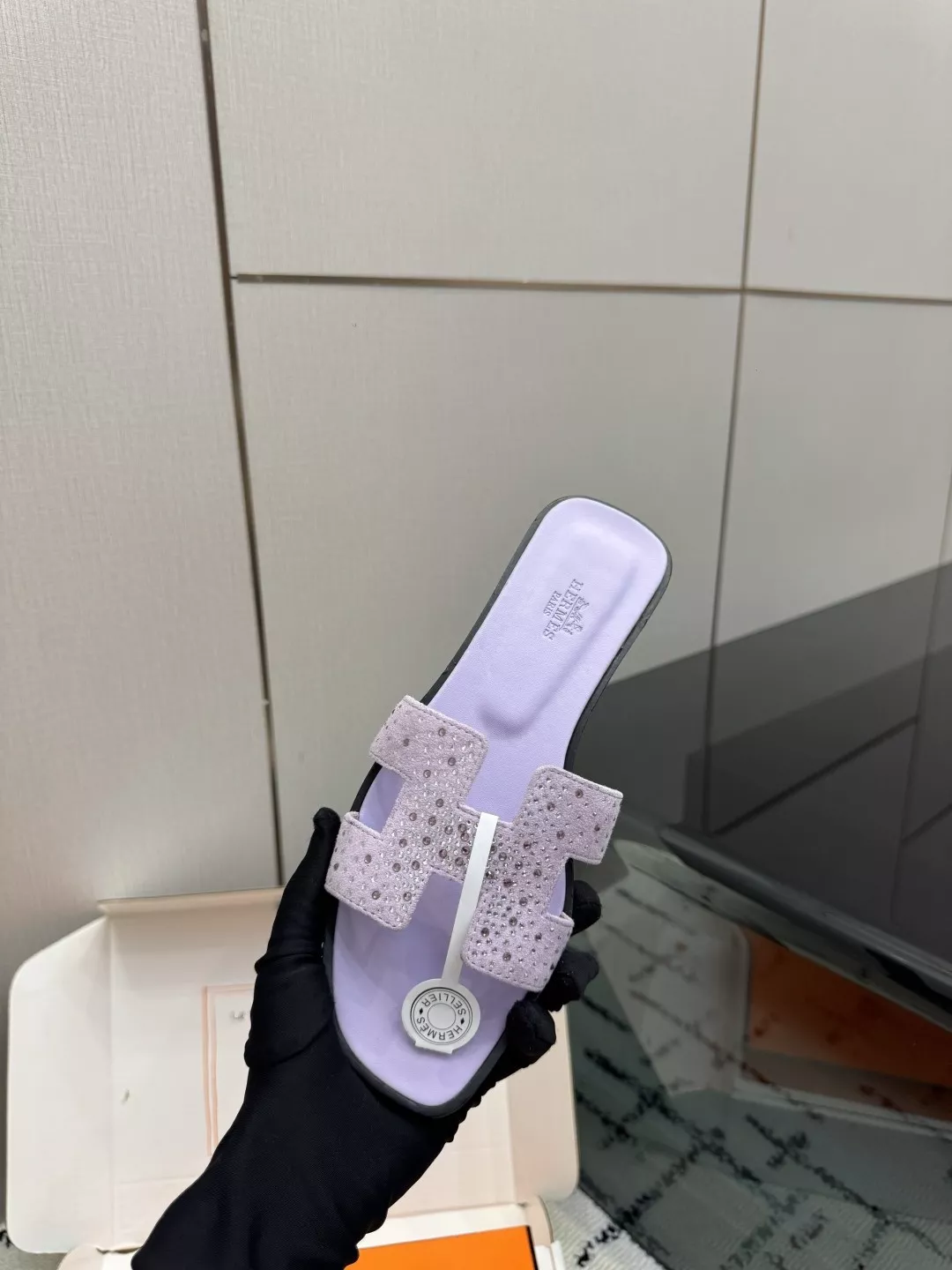 에르메스 켈리 버클 패턴 원단 포인티드토 슬리퍼 상세 이미지 8