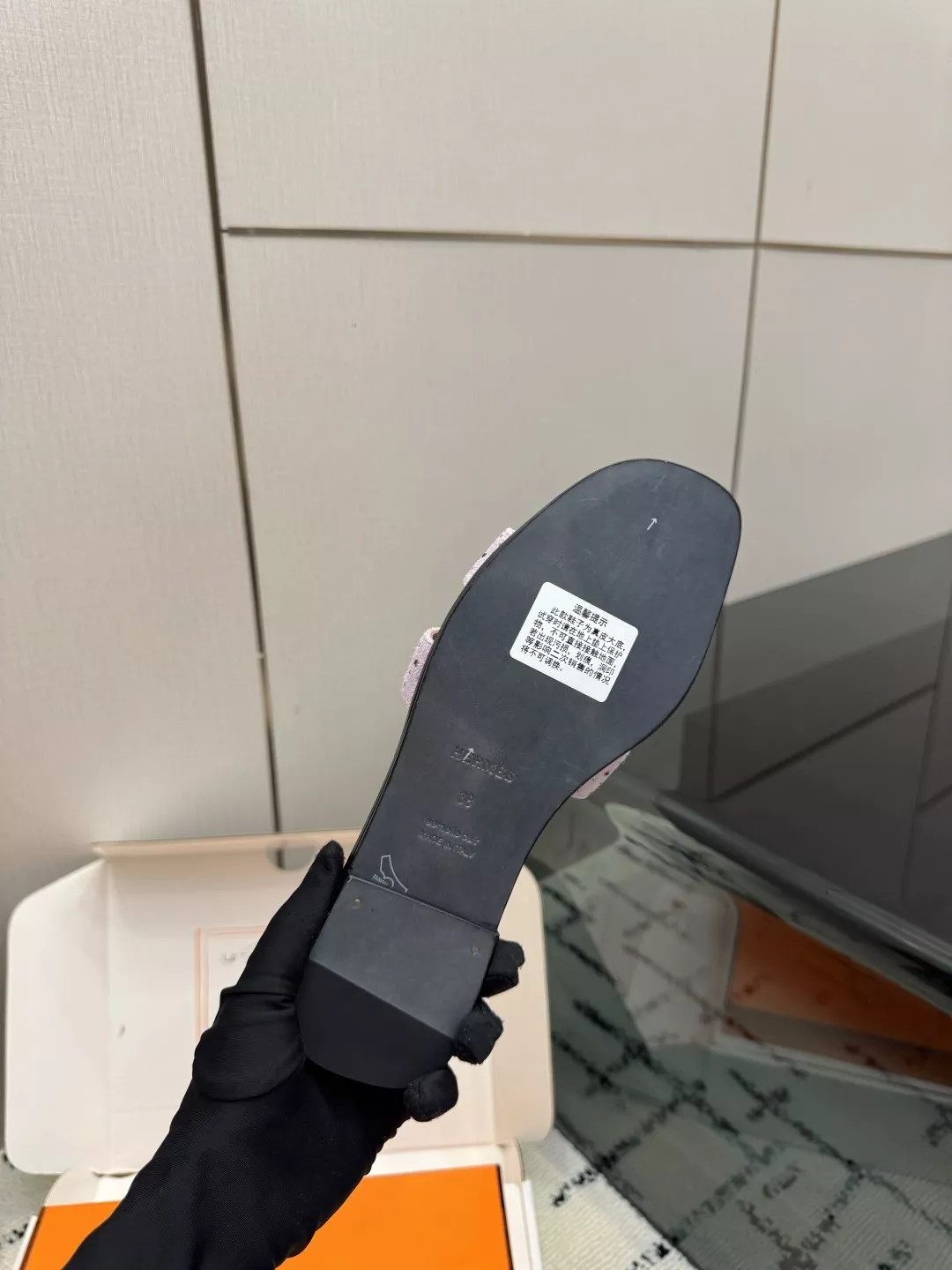 에르메스 켈리 버클 패턴 원단 포인티드토 슬리퍼 상세 이미지 9
