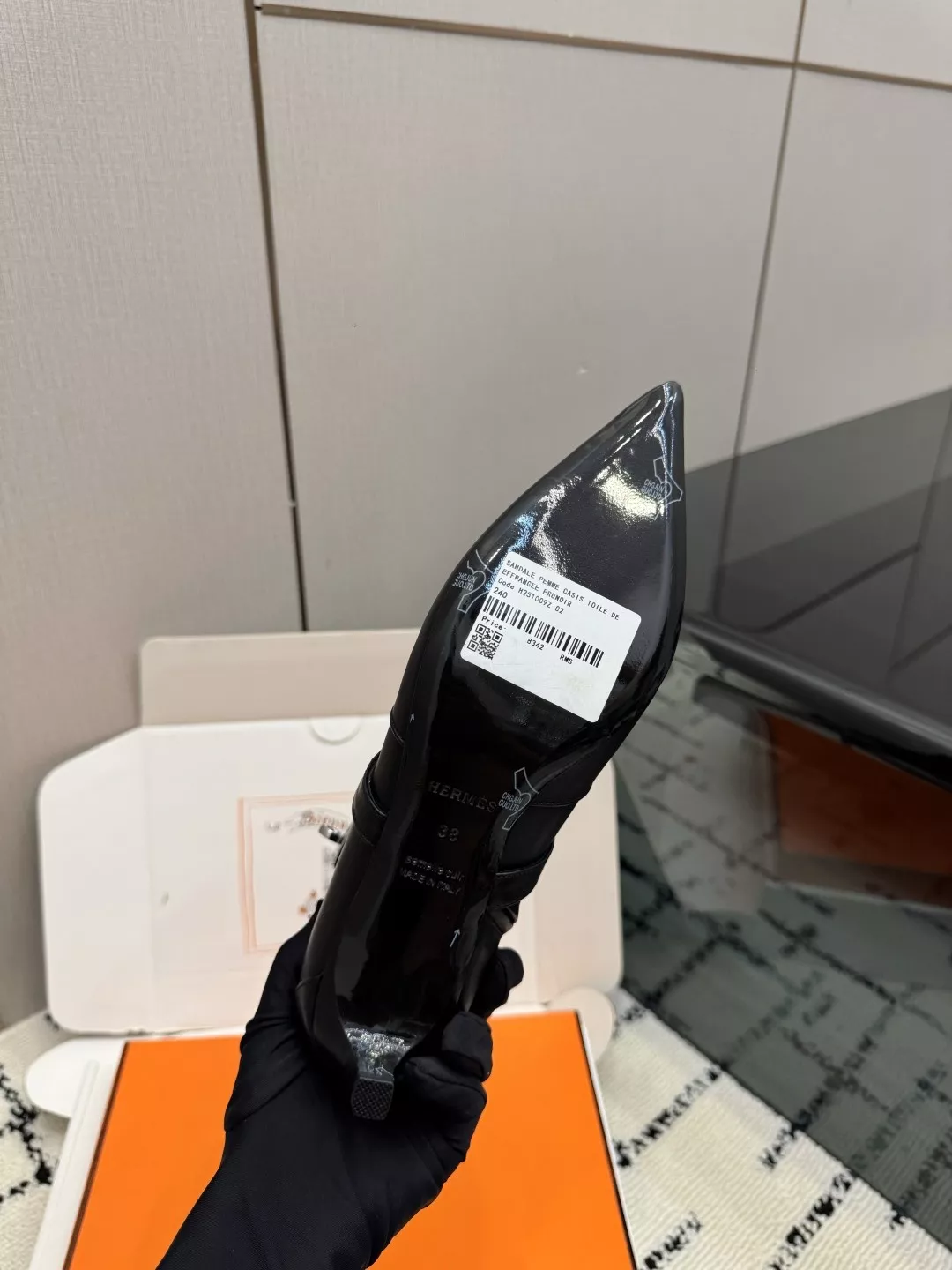 에르메스 켈리 버클 포인티드토 캣힐 앵클 부츠 상세 이미지 9