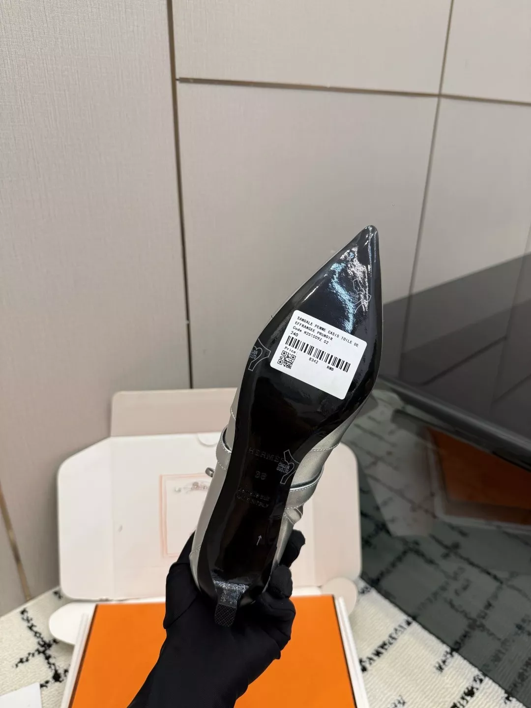 에르메스 켈리 버클 포인티드 토 캣힐 앵클 부츠 상세 이미지 9