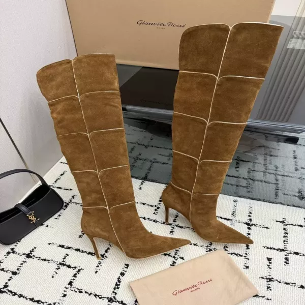 지안비토로시 스웨이드 폴딩 포인티드 니하이 롱부츠