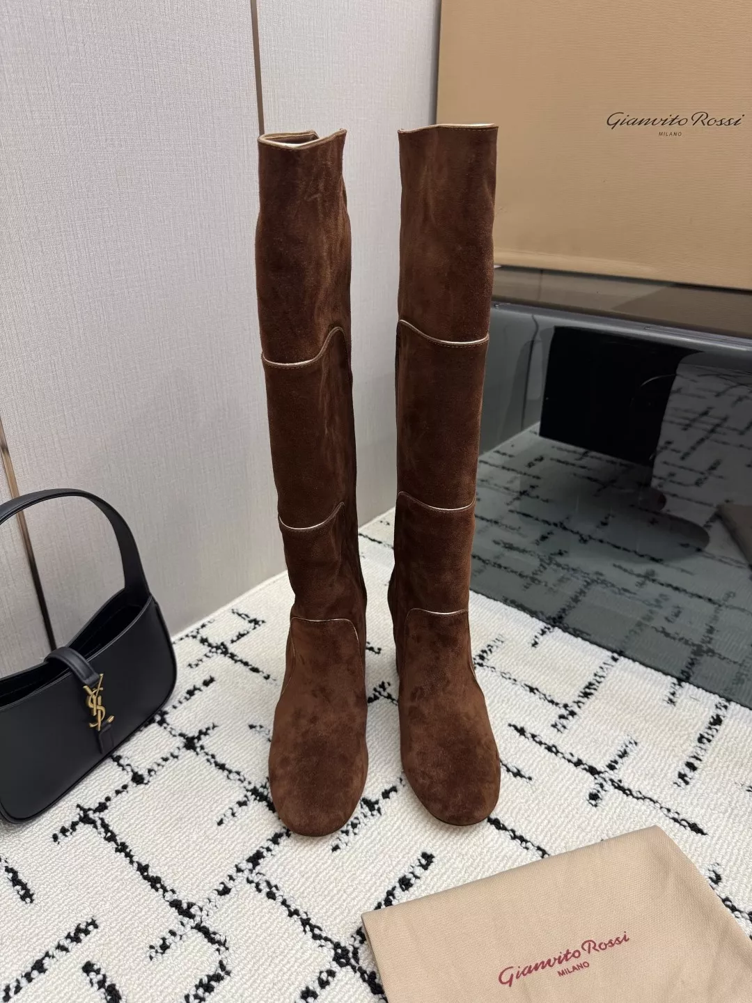 지안비토로시 스웨이드 라운드토 폴딩 오버니 미들부츠 상세 이미지 1