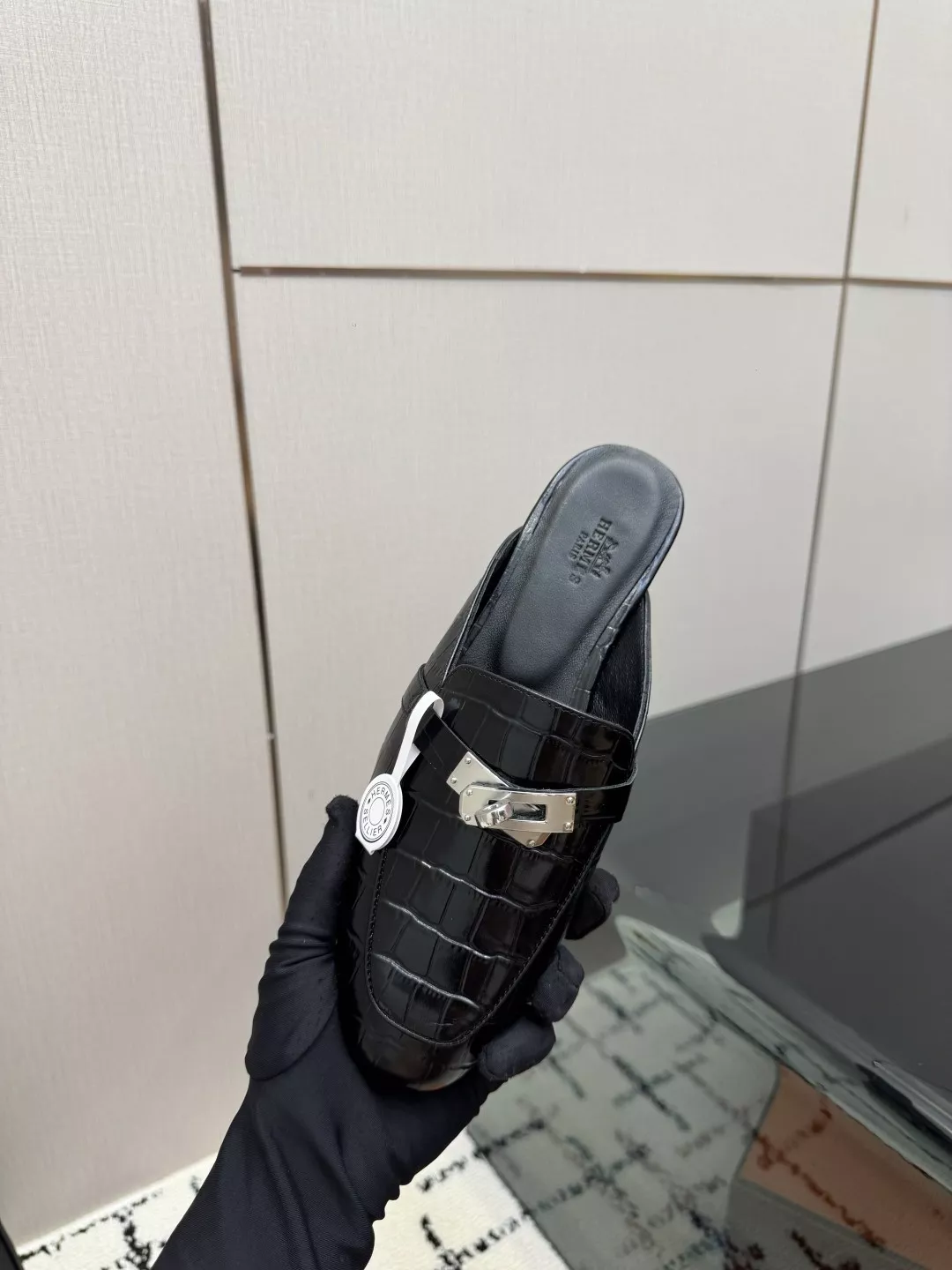 에르메스 켈리 버클 크로커다일 엠보 로퍼 뮬 상세 이미지 8