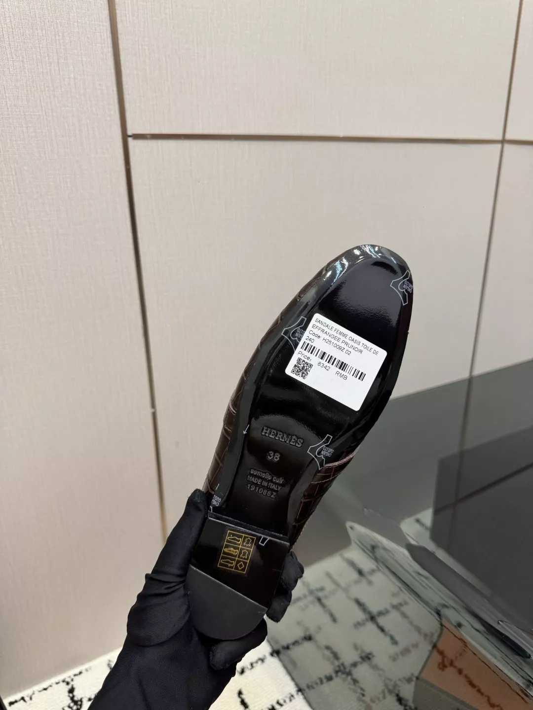 에르메스 켈리 버클 크로커다일 패턴 로퍼 뮬 상세 이미지 9