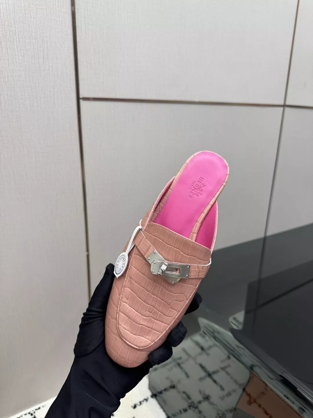 에르메스 켈리 버클 크로커 패턴 로퍼 뮬 상세 이미지 8