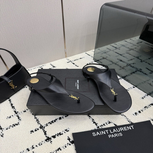 입생로랑 YSL 버클 양가죽 플랫 쪼리 슬리퍼