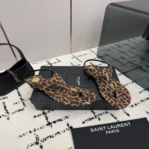 입생로랑 레오파드 양가죽 YSL 버클 플립플랍 슬리퍼