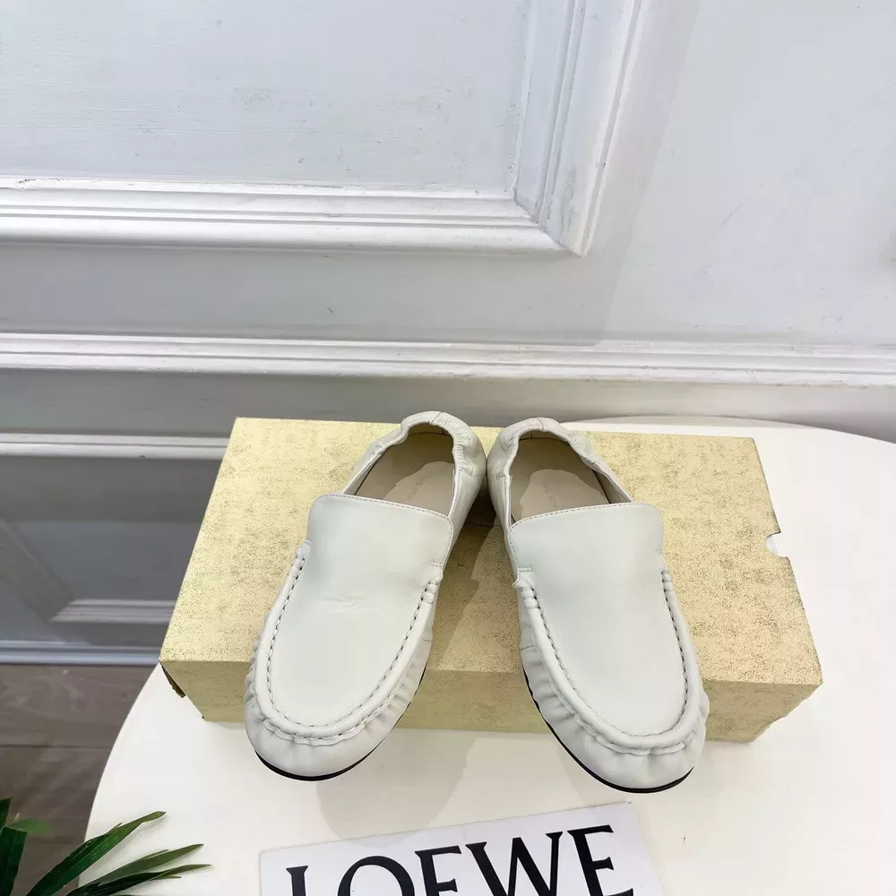 더로우 복고 주름 청키힐 가죽 로퍼