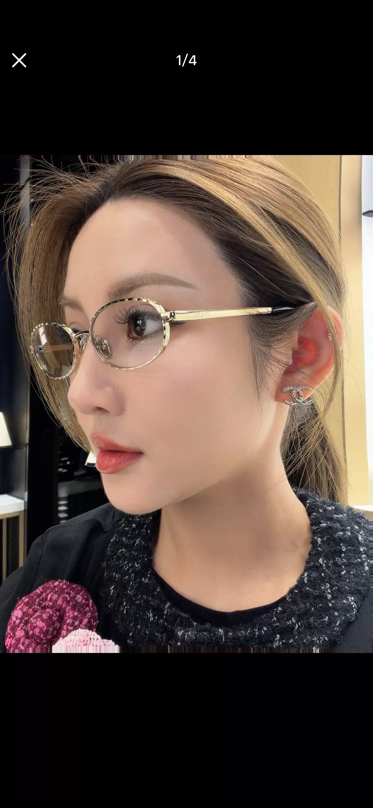 샤넬 빈티지 퀼팅 메탈 오벌 프레임 안경 상세 이미지 13