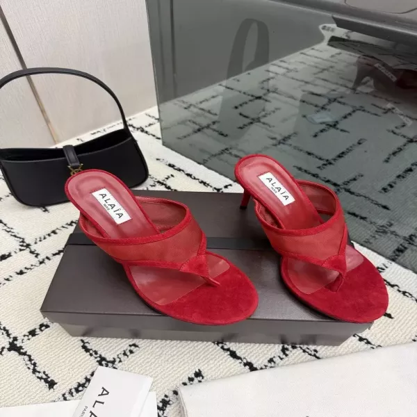 알라이아 하트 장식 메쉬 웨지 쪼리