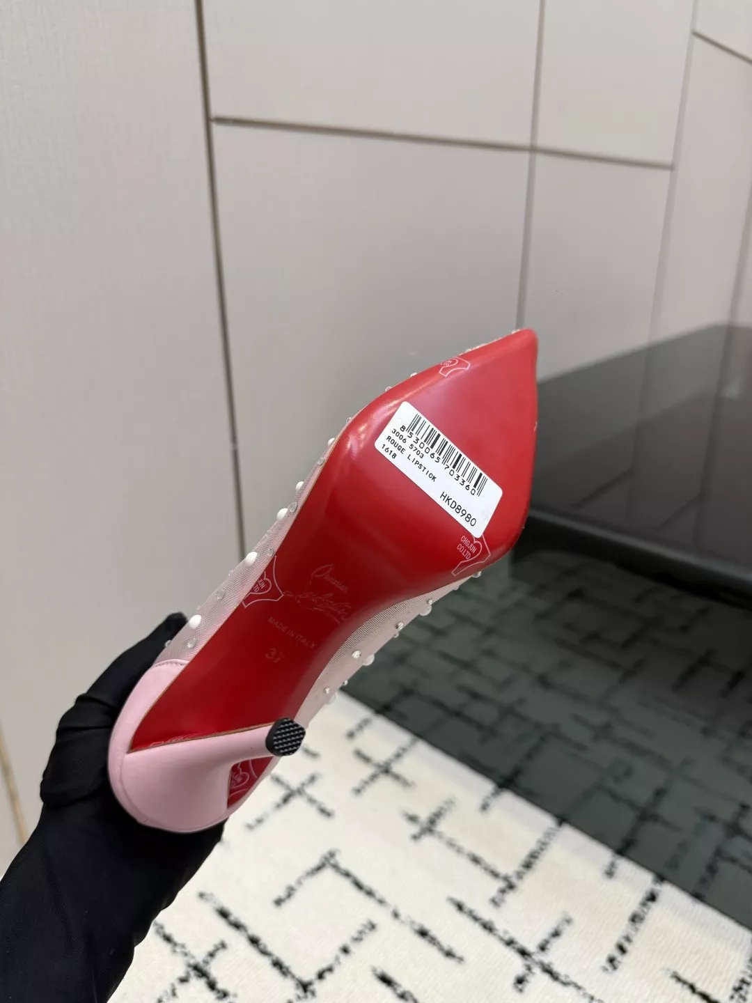 크리스찬루부탱 로즈 크리스털 메탈힐 레드솔 펌프스 상세 이미지 9