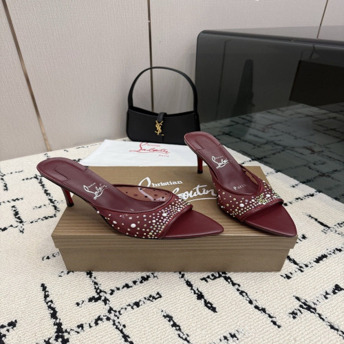 크리스찬루부탱 로즈 장식 레드솔 메탈 토오픈 뮬