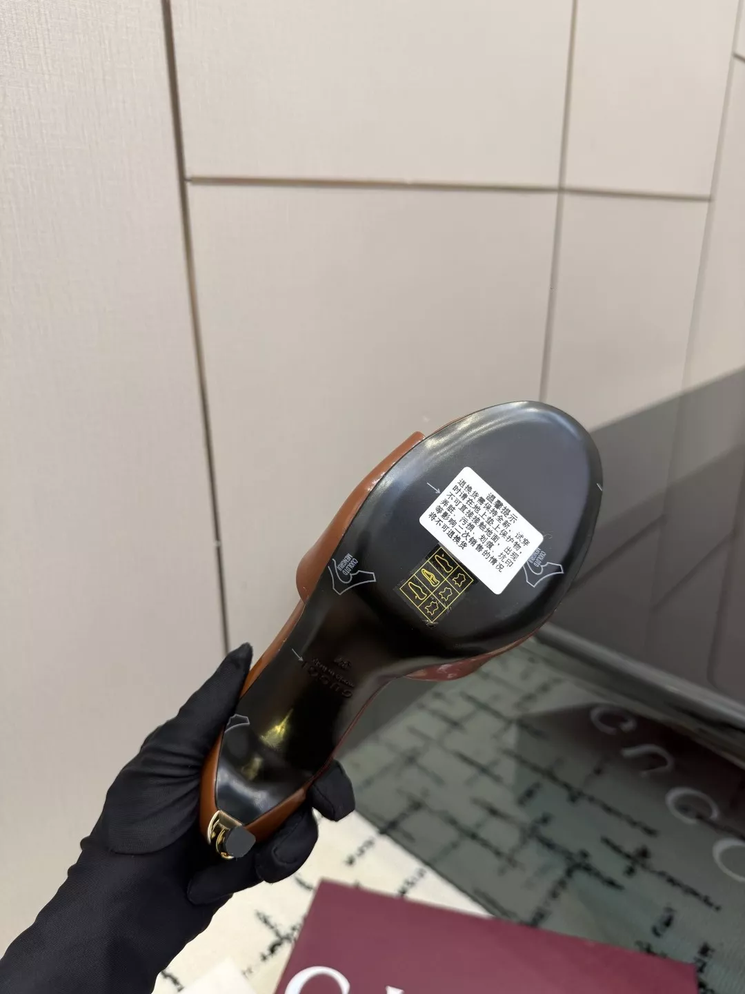 구찌 골드 뱀부 힐 미들힐 토오픈 뮬 상세 이미지 9