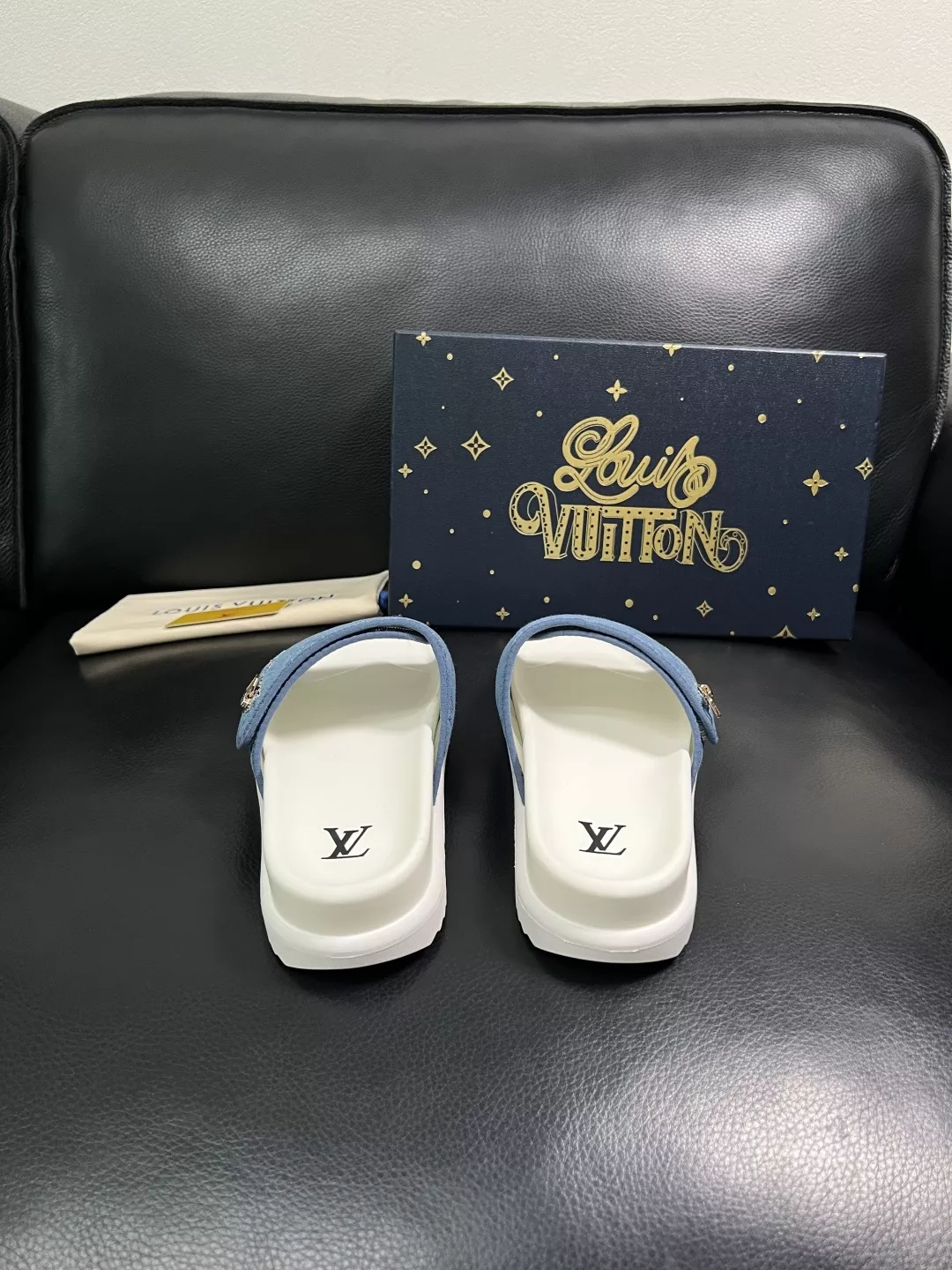 루이비통 데님 패치워크 카우하이드 슬리퍼 상세 이미지 8