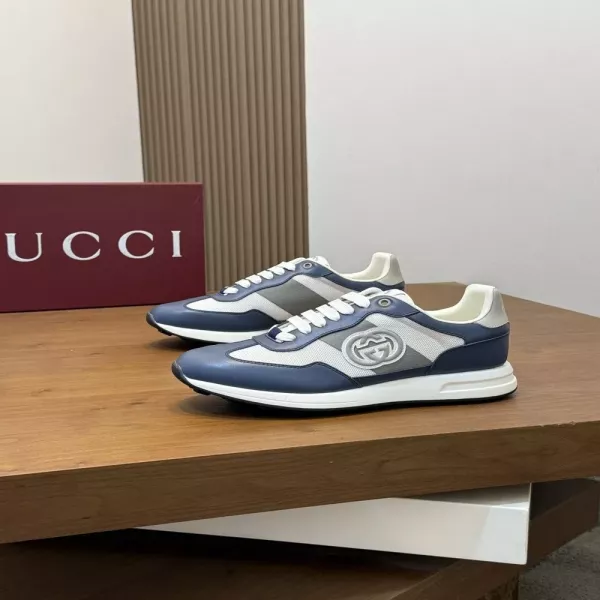 구찌 로고 패브릭 배색 가죽 로우탑 스니커즈