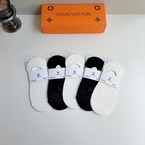 루이비통 클래식 레터 로고 대나무면 덧신 양말 세트
