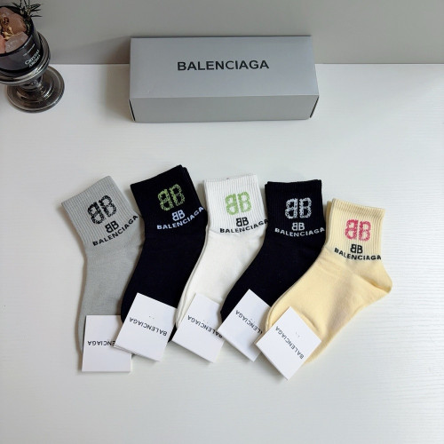 발렌시아가 BB 로고 골지 중목 양말 5종 세트