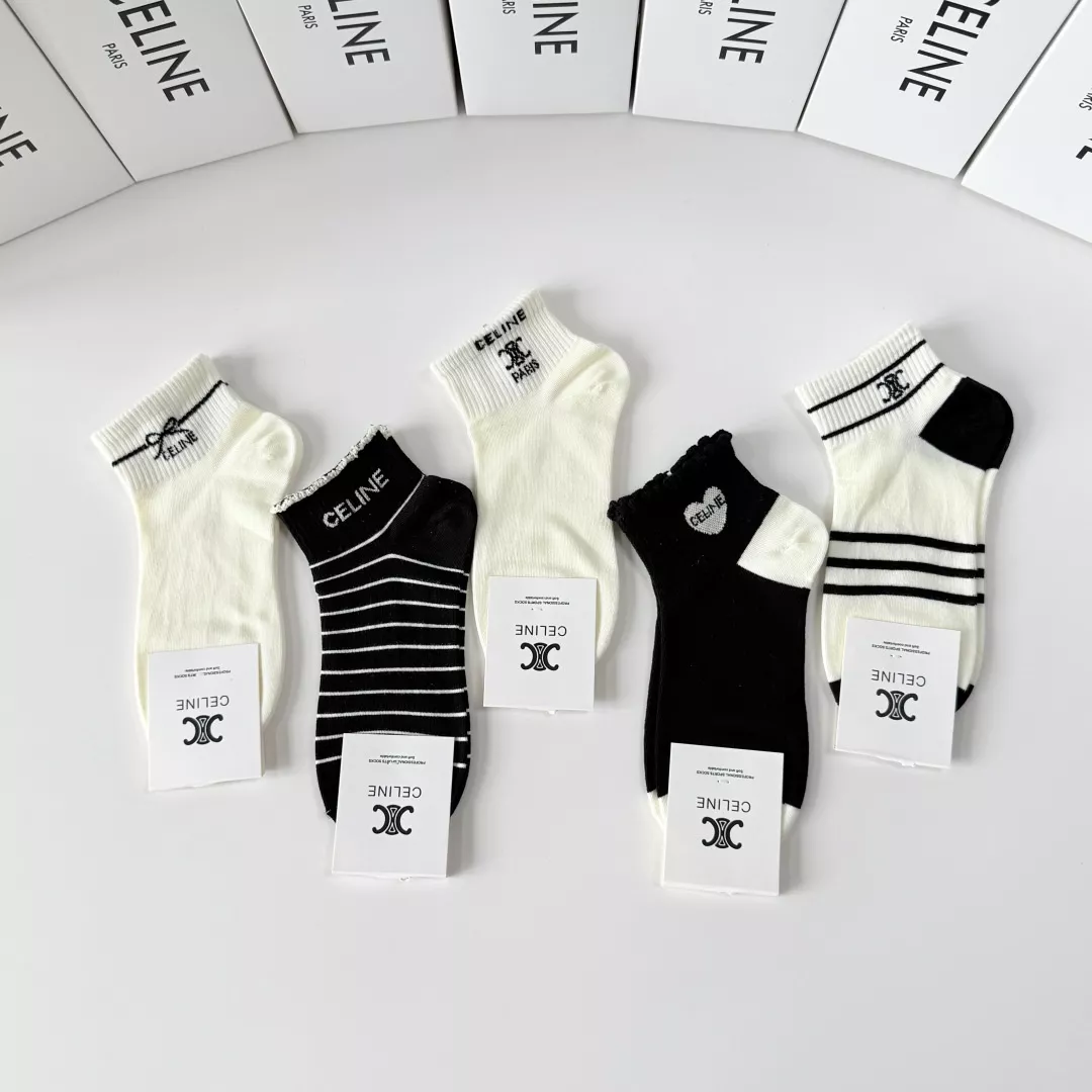 셀린느 로고 포인트 5종 세트 단목 양말 상세 이미지 2