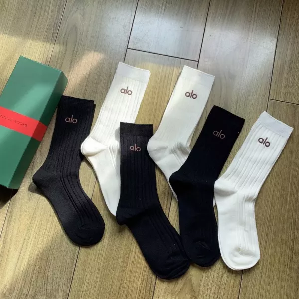 알로 로고 포인트 코튼 중목 양말 6족 세트
