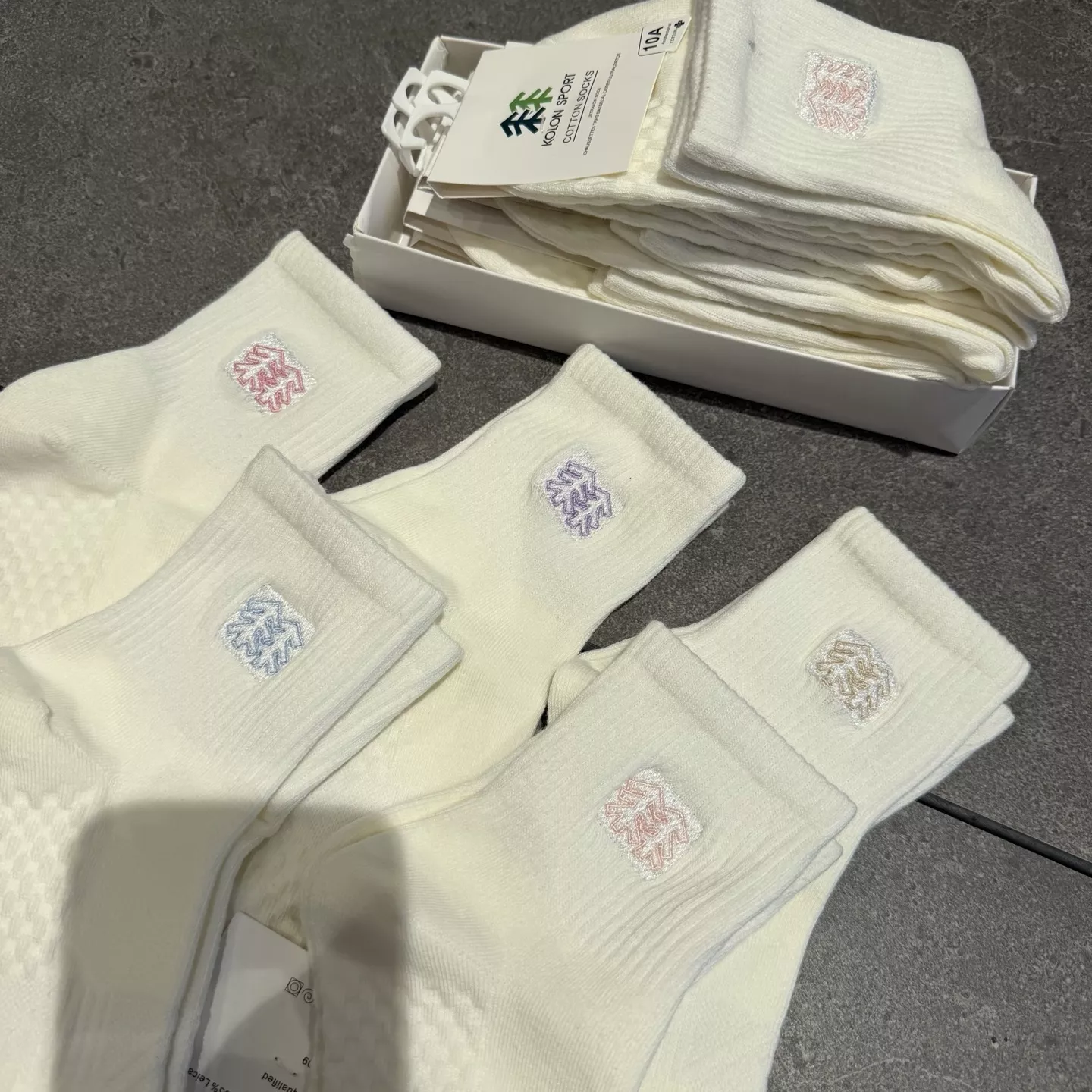코오롱스포츠 자수 로고 순면 5족 여성 장목 양말 세트 상세 이미지 8