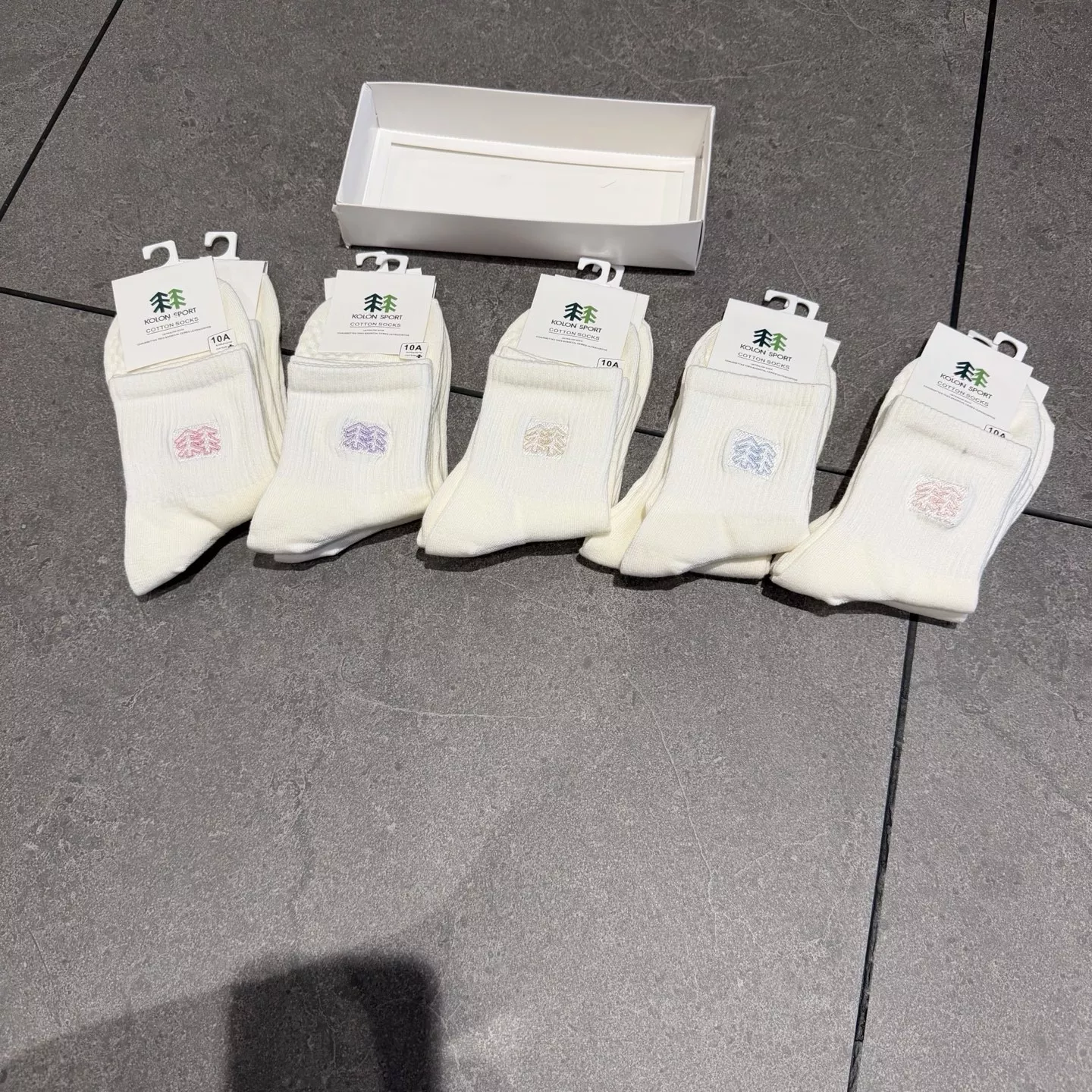 코오롱스포츠 자수 로고 순면 5족 여성 장목 양말 세트 상세 이미지 2