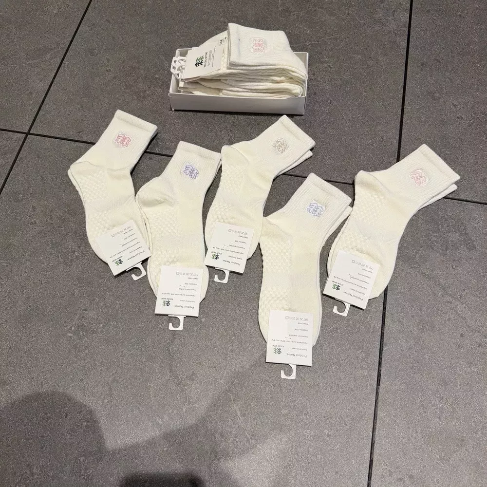 코오롱스포츠 자수 로고 순면 5족 여성 장목 양말 세트