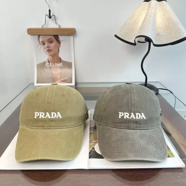 프라다 코듀로이 로고 자수 클래식 볼캡